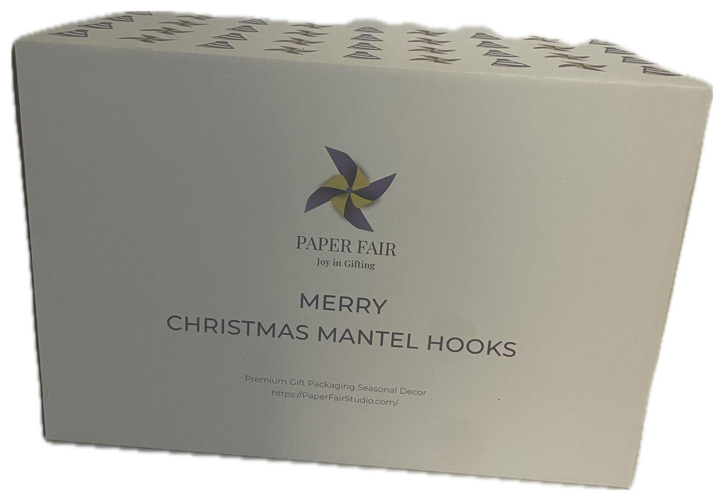 PAPER FAIR Gold Glitter Merry Christmas Mantel / Stocking Holder Double Hooks