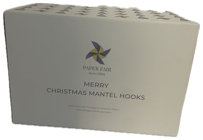 PAPER FAIR Gold Glitter Merry Christmas Mantel / Stocking Holder Double Hooks