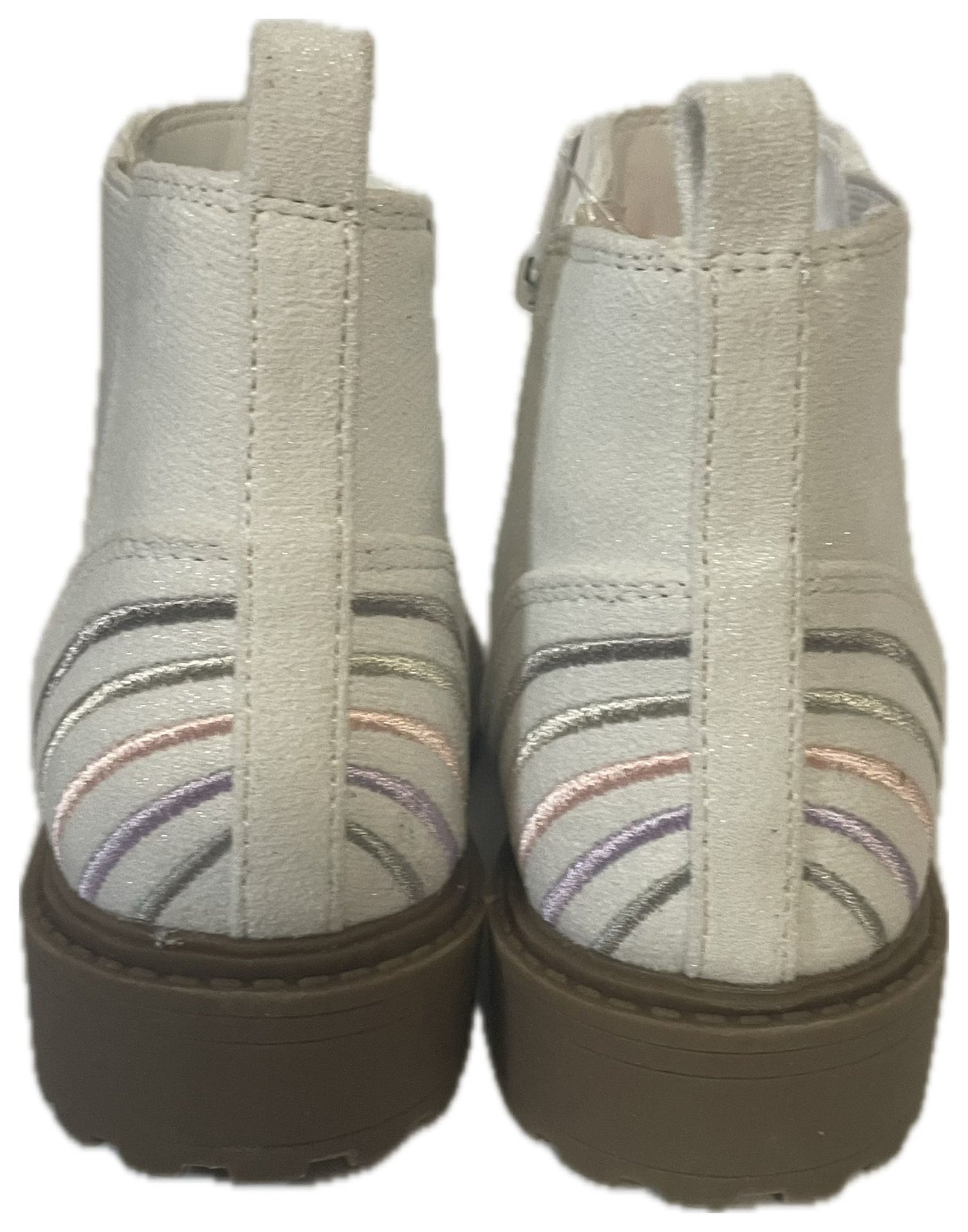 Wonder Nation Toddler Girls Rainbow Embroidered Chelsea Booties, Cream (Size 10)