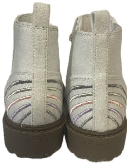 Wonder Nation Toddler Girls Rainbow Embroidered Chelsea Booties, Cream (Size 10)