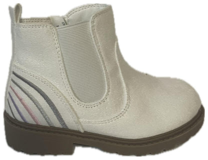 Wonder Nation Toddler Girls Rainbow Embroidered Chelsea Booties, Cream (Size 10)