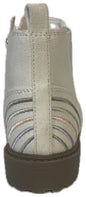 Wonder Nation Toddler Girls Chelsea Boots Cream Rainbow Embroidered Size 10