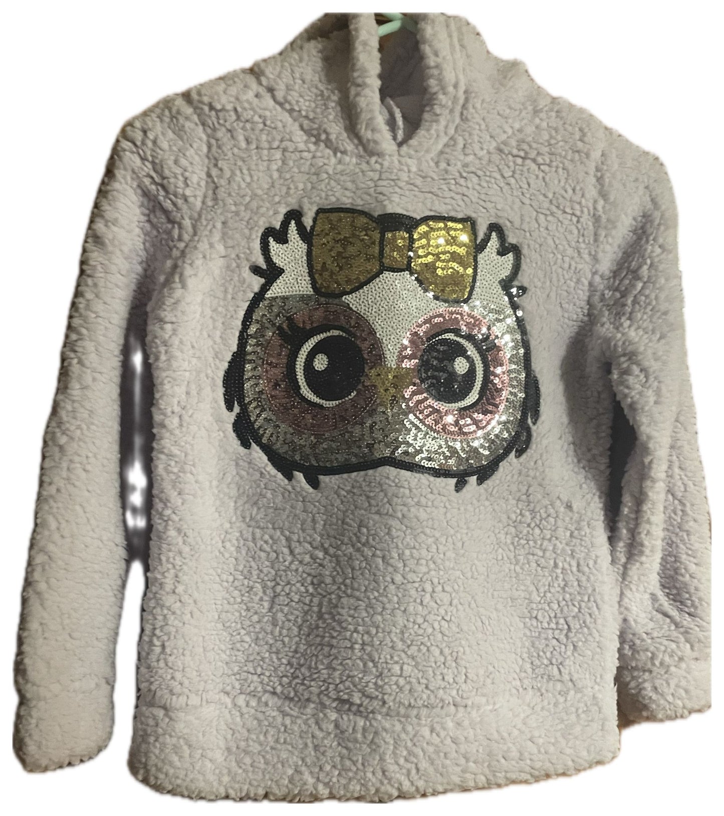 Miss Chievous Girls Sequin Critter Plush Faux Shearling Hoodie, Sizes 4–8
