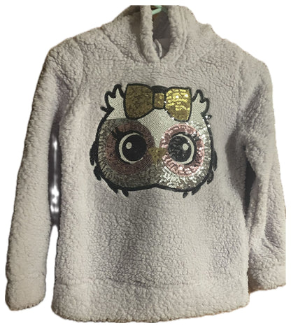 Miss Chievous Girls Sequin Critter Plush Faux Shearling Hoodie, Sizes 4–8