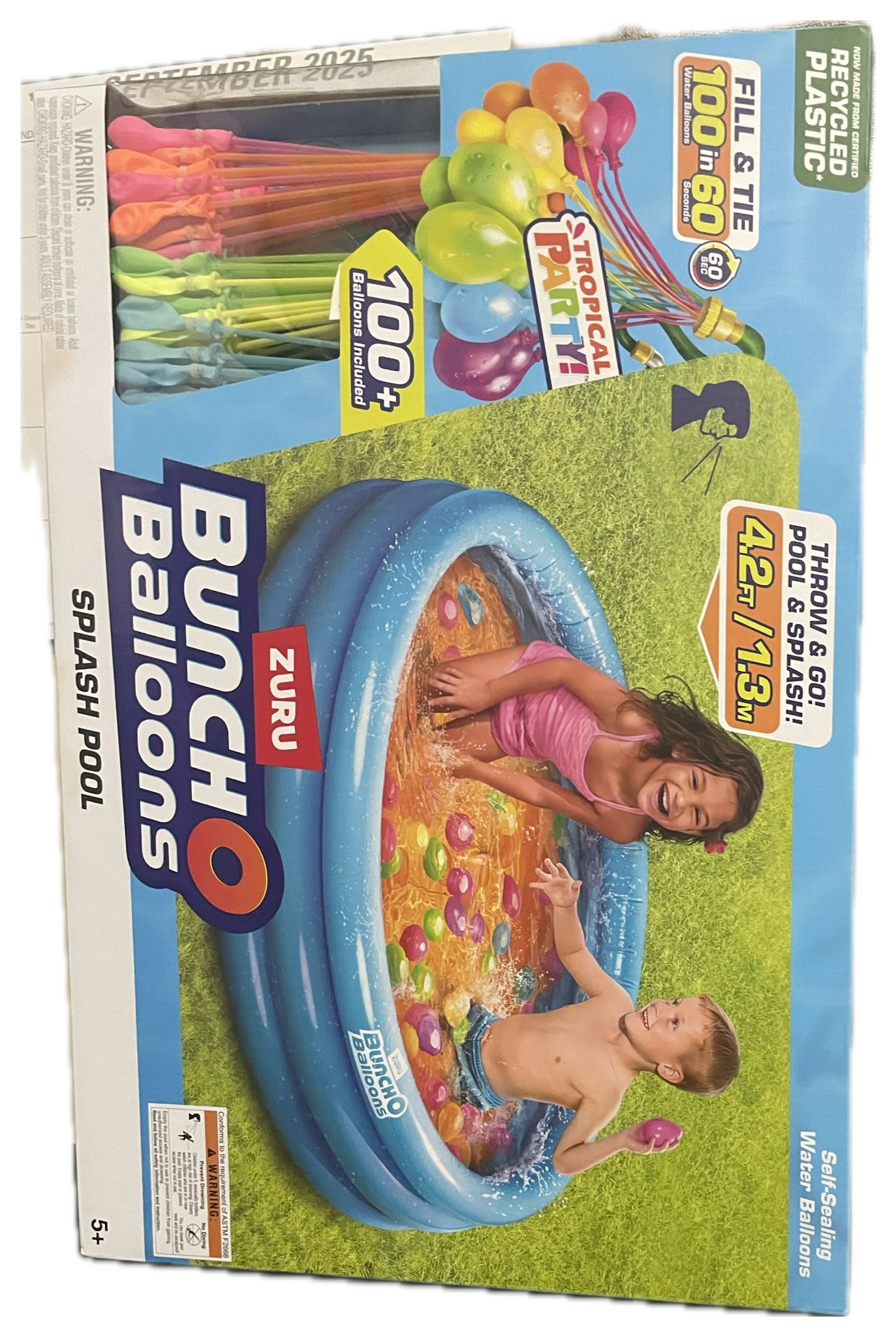 Bunch O Balloons Splash Pool with Tropical Party 100+ Rapid-Filling Self Sealing Water Balloons