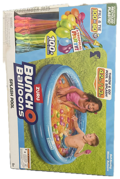 Bunch O Balloons Splash Pool with Tropical Party 100+ Rapid-Filling Self Sealing Water Balloons