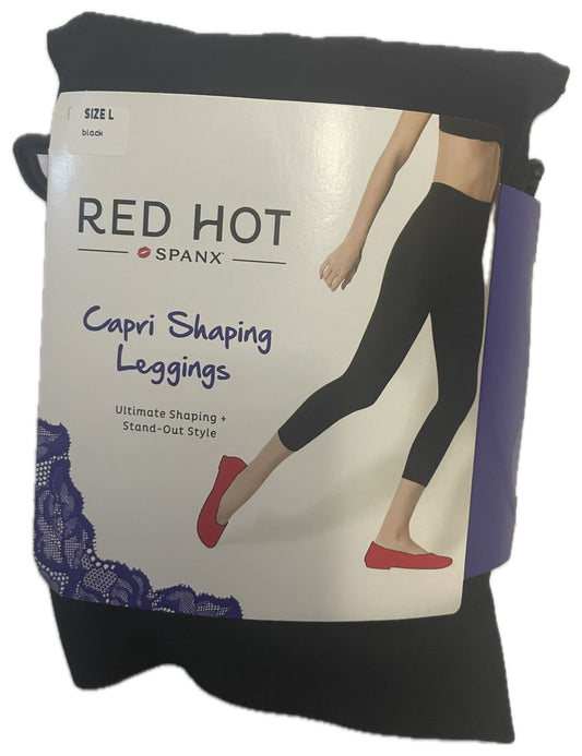 SPANX RED HOT Women S Seamless Capri Shaping Leggings Style 2244, Black, L