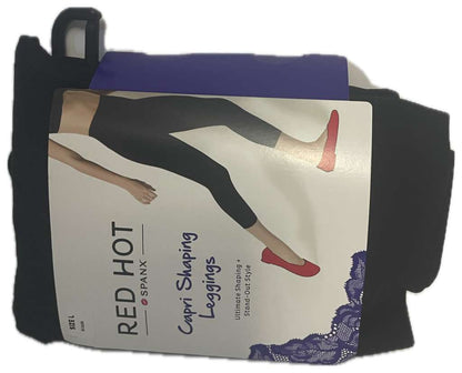 SPANX RED HOT Women S Seamless Capri Shaping Leggings Style 2244, Black, L