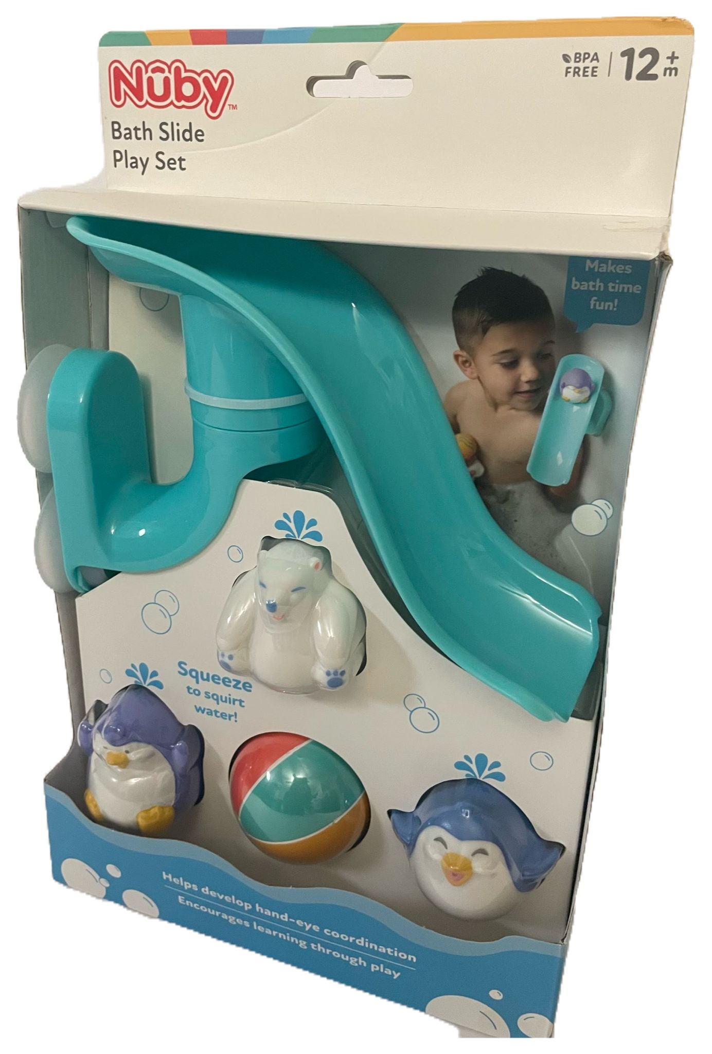 Nuby Penguin Slide Bath Toy for Baby 5-Piece Bath Set