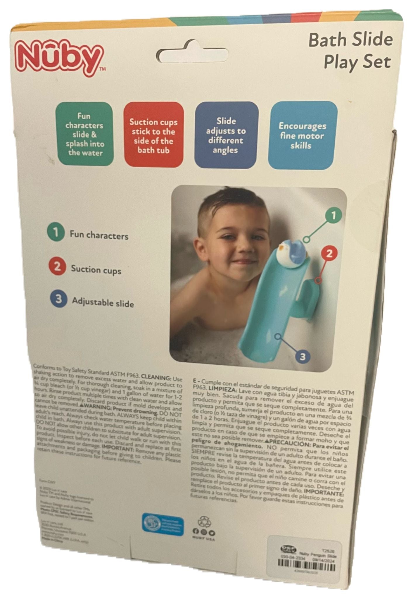 Nuby Penguin Slide Bath Toy for Baby 5-Piece Bath Set