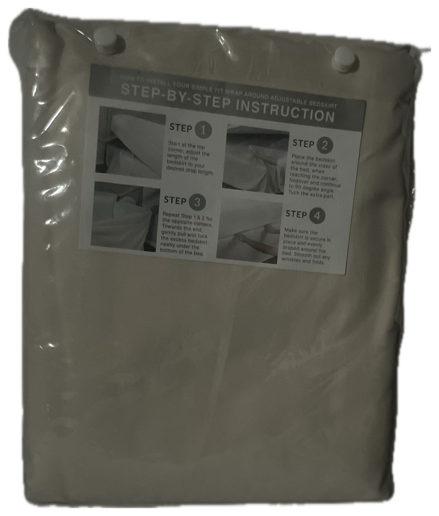 Madison Park Simple Fit Wrap Around Adjustable Bed Skirt – Ivory | Microfiber, Fits Full/Queen/King Size Beds | Easy-Fit Elastic Design