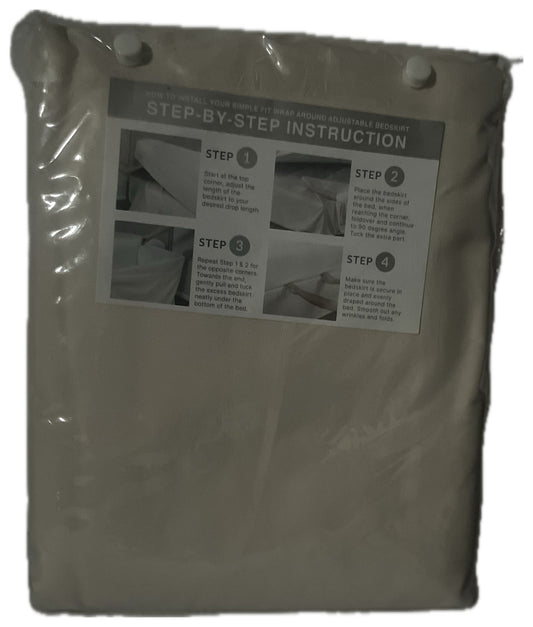 Madison Park Simple Fit Wrap Around Adjustable Bed Skirt – Ivory | Microfiber, Fits Full/Queen/King Size Beds | Easy-Fit Elastic Design