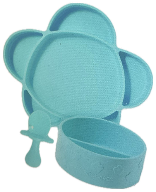 Grabease Silicone Baby Feeding Set – 4-Piece Essential Feeding Kit with Suction Plate, Bowl, Spoon & Fork