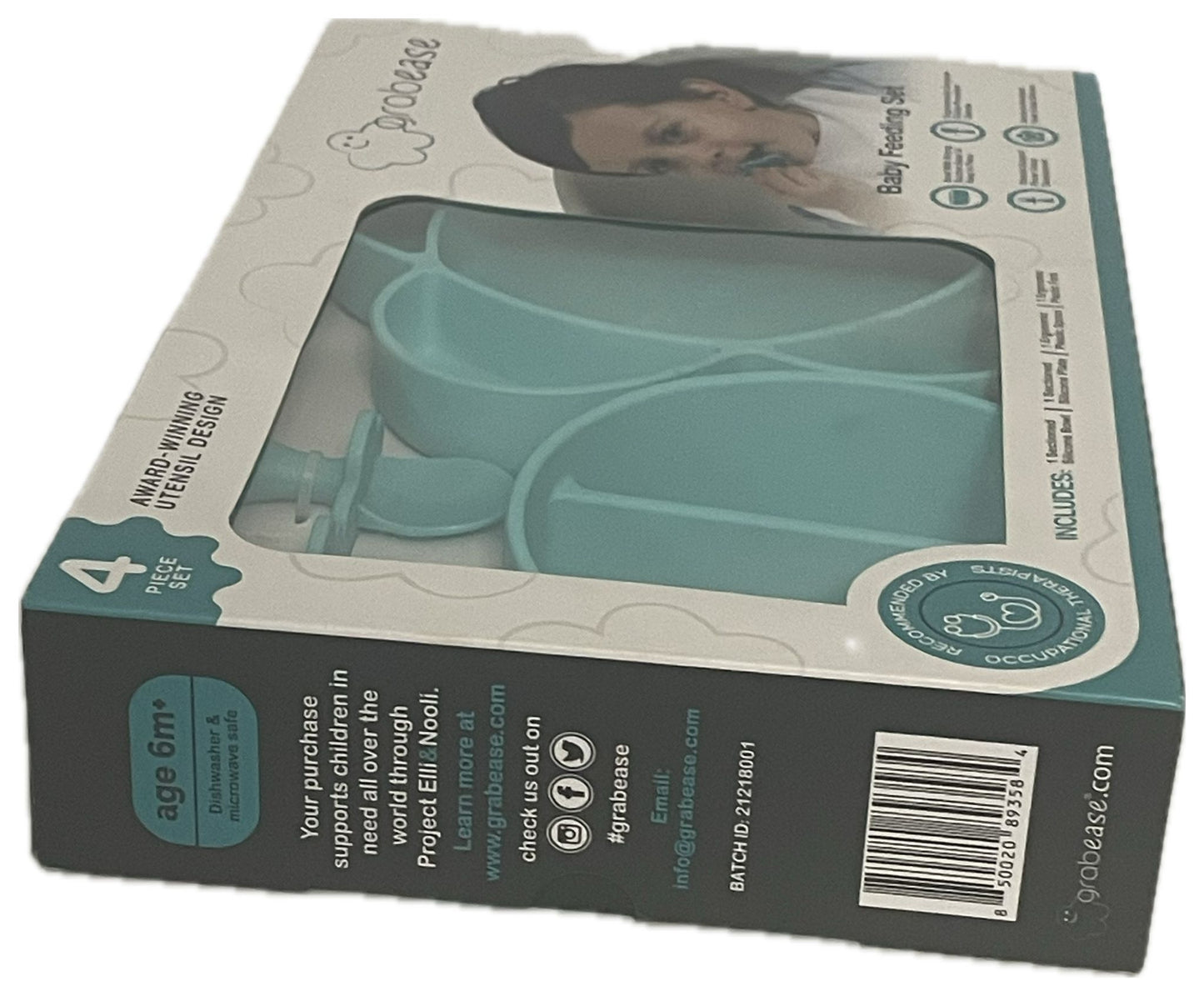 Grabease Silicone Baby Feeding Set – 4-Piece Essential Feeding Kit with Suction Plate, Bowl, Spoon & Fork