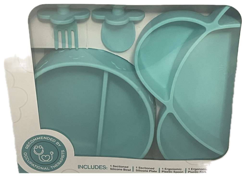 Grabease Silicone Baby Feeding Set – 4-Piece Essential Feeding Kit with Suction Plate, Bowl, Spoon & Fork