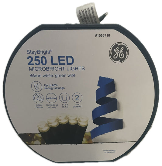 GE Stay Bright 250-Count 51.8-ft Warm White LED Plug-in Christmas String Lights 93196