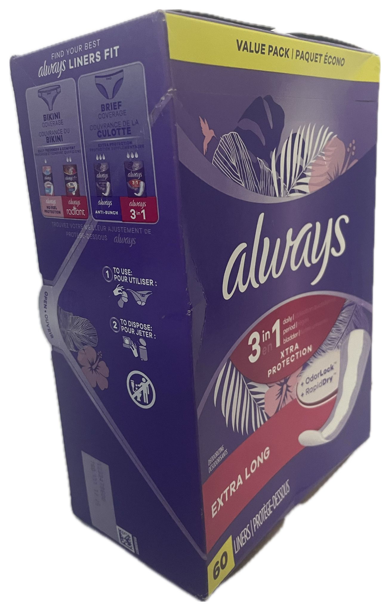 Always Daily Extra Protect with Odor Neutralization Panty Liner - Extra Long - 60ct