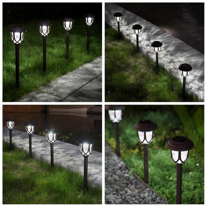 10 Pack Solar Lights Outdoor Decorative, Solar Pathway Lights Outdoor, Solar Powered Garden Yard Lights for Walkway Sidewalk Driveway. (Matte Black, Cool White)