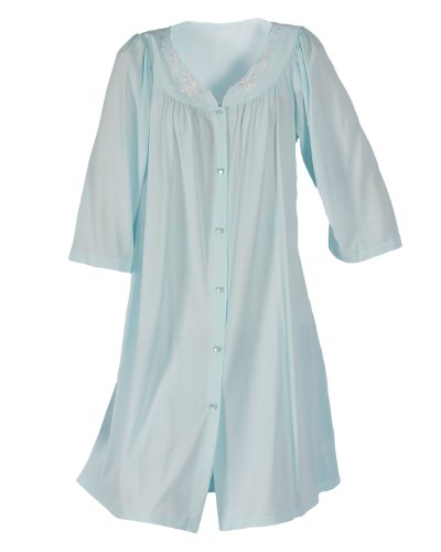 Miss Elaine Miss Elaine Nylon Tricot Robe, Seafoam, Small