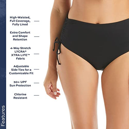 BEACH HOUSE Hayden Side Tie Bikini Swim Bottom — Modest High Waisted Full Coverage Bathing Suit