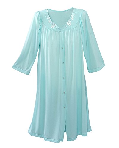 Miss Elaine Miss Elaine Nylon Tricot Robe, Seafoam, Small