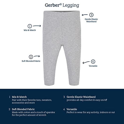 Gerber Baby Girls' Toddler Multi-Pack Premium Pants Leggings