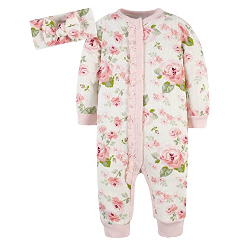 Gerber baby-girls 4-piece Coveralls & Headband Sets