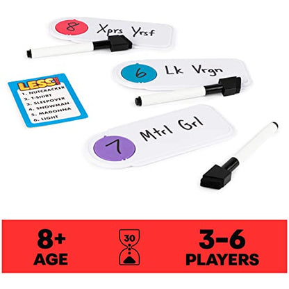 Spin Master Games Less is More, Party Board Game Fun Word Letter Card Game Funny Gift Toy Living Room Family Game Night.