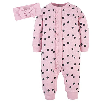 Gerber baby-girls 4-piece Coveralls & Headband Sets