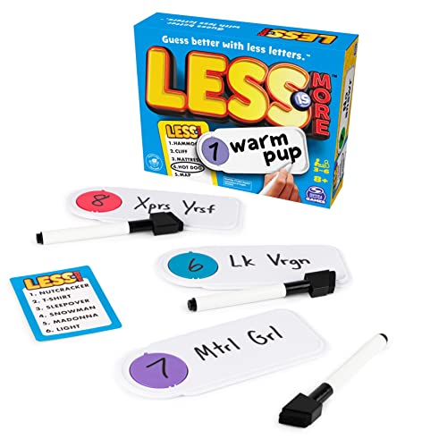 Spin Master Games Less is More, Party Board Game Fun Word Letter Card Game Funny Gift Toy Living Room Family Game Night.
