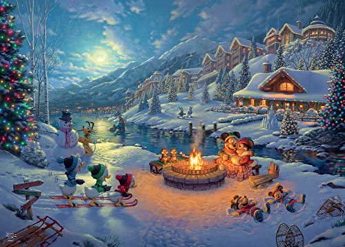 Ceaco - Thomas Kinkade - Disney Dreams Collection - Holiday - Mickey and Minnie Christmas Lodge - 1000 Piece Jigsaw Puzzle