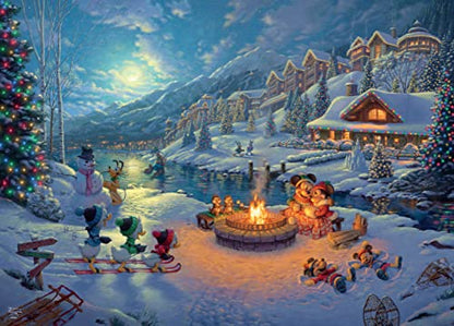 Ceaco - Thomas Kinkade - Disney Dreams Collection - Holiday - Mickey and Minnie Christmas Lodge - 1000 Piece Jigsaw Puzzle