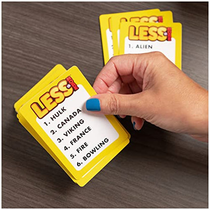 Spin Master Games Less is More, Party Board Game Fun Word Letter Card Game Funny Gift Toy Living Room Family Game Night.