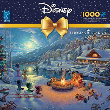 Ceaco Thomas Kinkade Disney Mickey Minnie Christmas Lodge 1000 Piece Puzzle