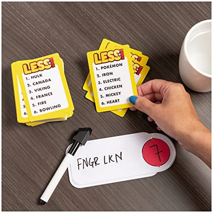 Spin Master Games Less is More, Party Board Game Fun Word Letter Card Game Funny Gift Toy Living Room Family Game Night.