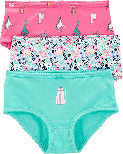 Carter's Girl's 3-Pack Stretch Cotton Panties (Turquoise(3H741310)/Pink, 4-5T)