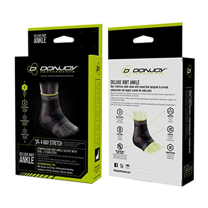 DonJoy Performance Deluxe Knit Ankle Compression Sleeve with J Buttress and Closed Heel for Mild Sprains, Strains, Inflammation, Swelling, Tendonitis, Arthritis - Large