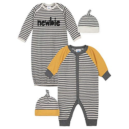 Gerber Baby 4-Piece Baby Boys' Taco Coverall, Gown, and Caps Gift Set
