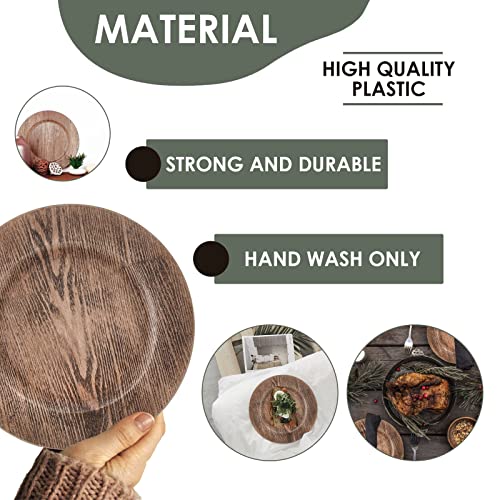 Wood Decorative Charger Plates Rustic Wedding Wood Design Chargers Set of 4