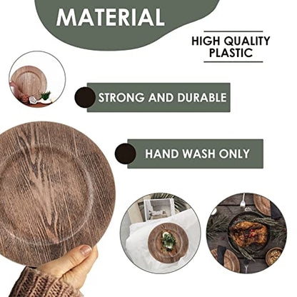 Wood Decorative Charger Plates Rustic Wedding Wood Design Chargers Set of 4