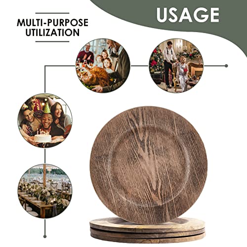Wood Decorative Charger Plates Rustic Wedding Wood Design Chargers Set of 4