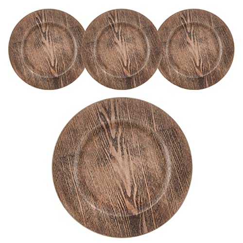 Wood Decorative Charger Plates Rustic Wedding Wood Design Chargers Set of 4