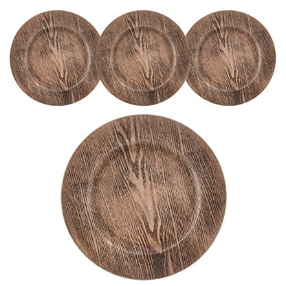 Wood Decorative Charger Plates Rustic Wedding Wood Design Chargers Set of 4